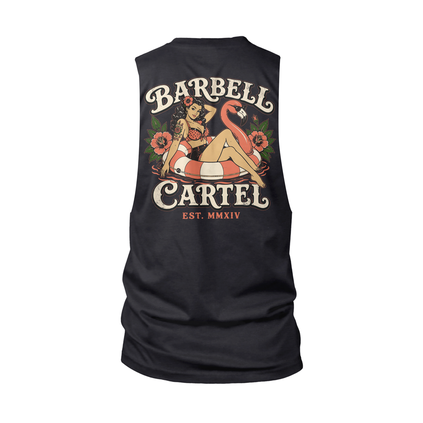 Poolside Paradise Cut-Off Tank - Black