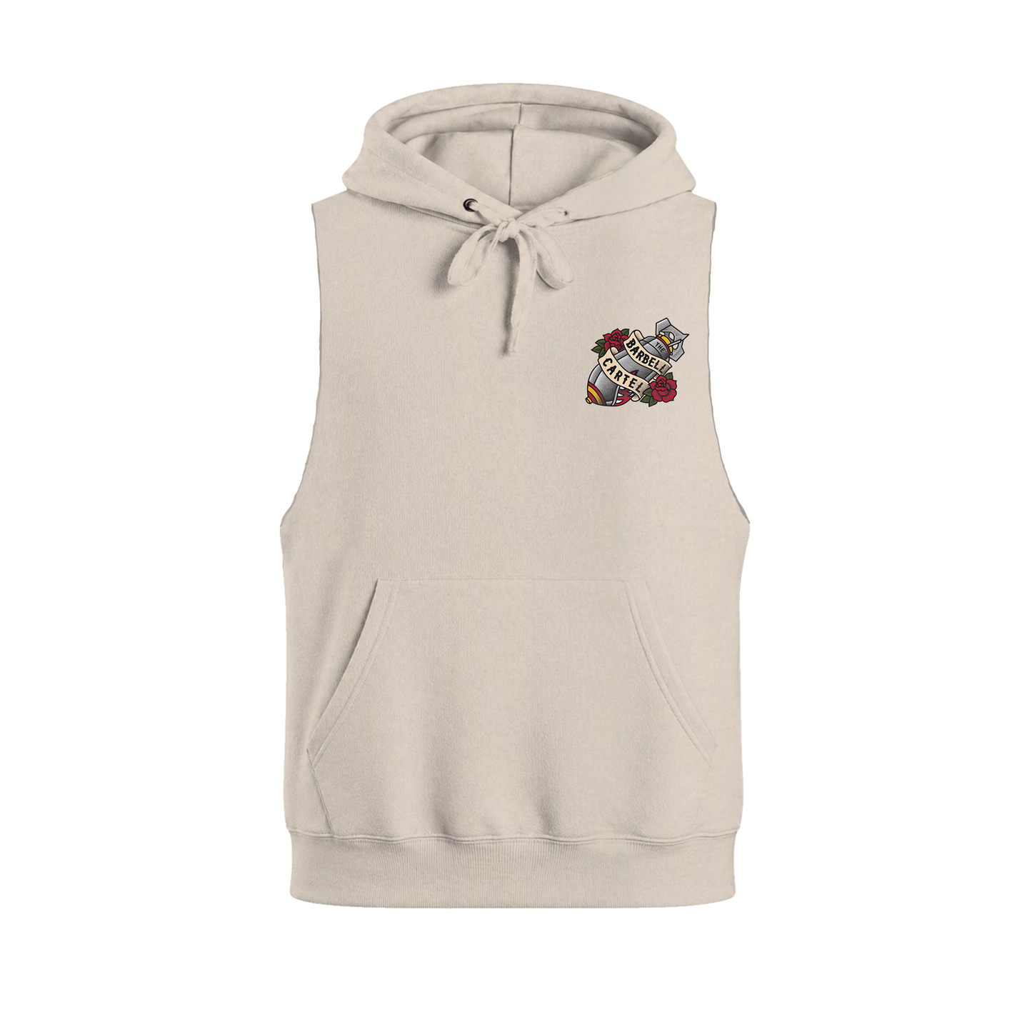 Bomber Girl Raw Cut Sleeveless Hoodie - Sand