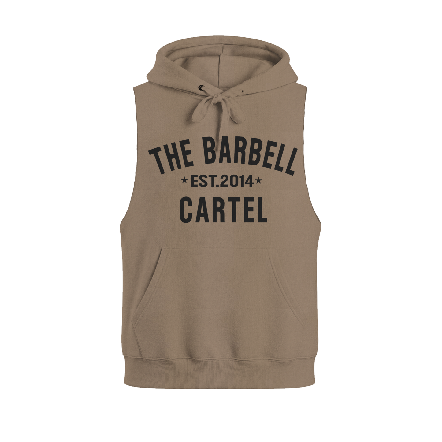 Classic Logo Raw Cut Sleeveless Hoodie - Safari