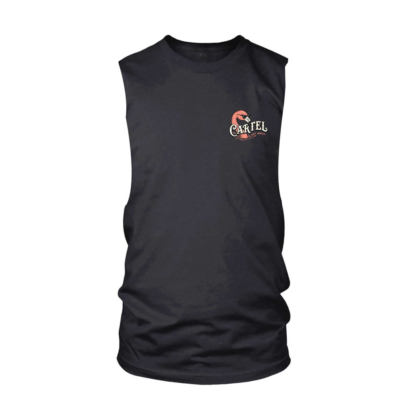 Poolside Paradise Cut-Off Tank - Black
