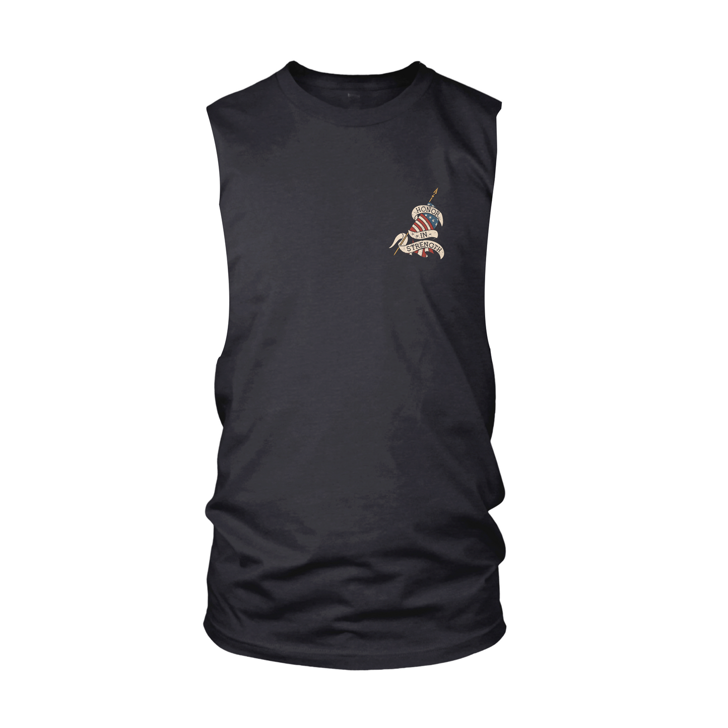 Honor in Strength Cut-Off Tank - Black