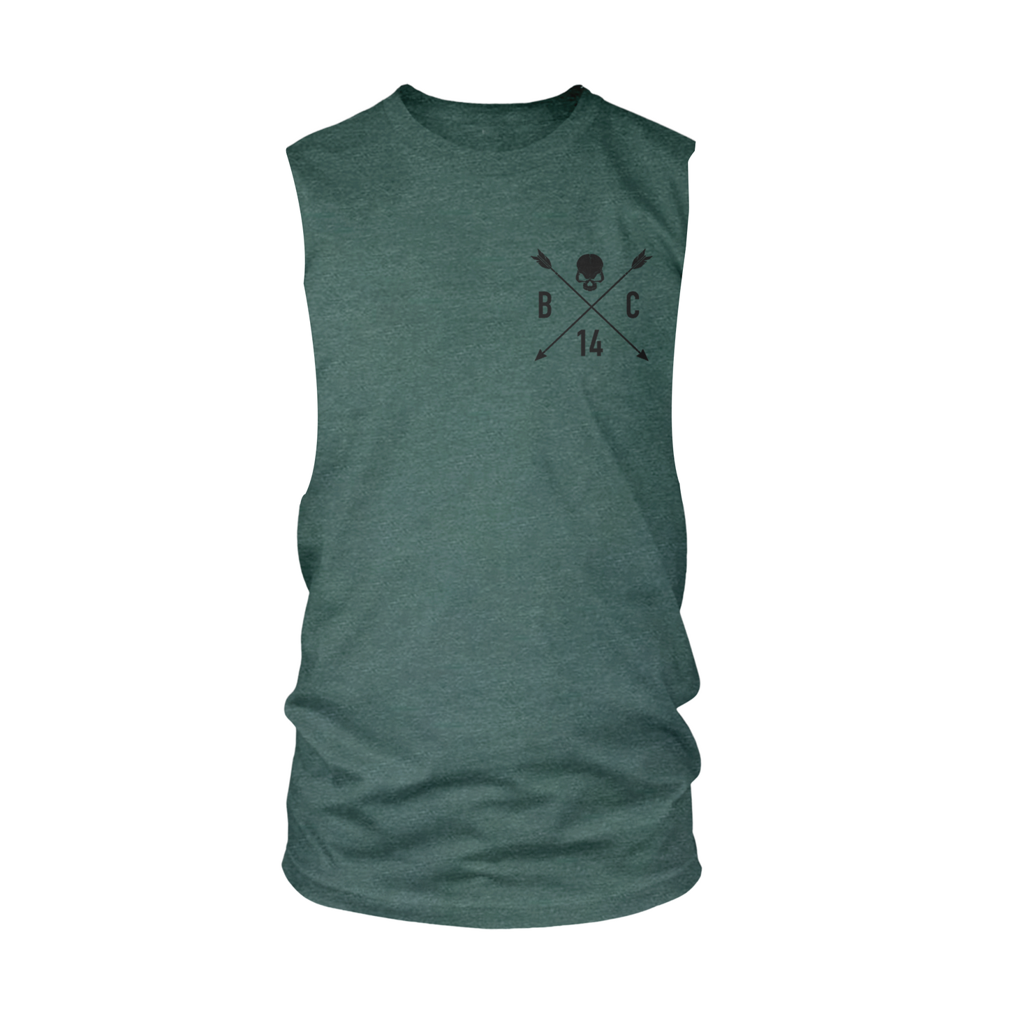 Skull & Arrow Cut-Off Tank - Heather Forest Green (Limited Edition)