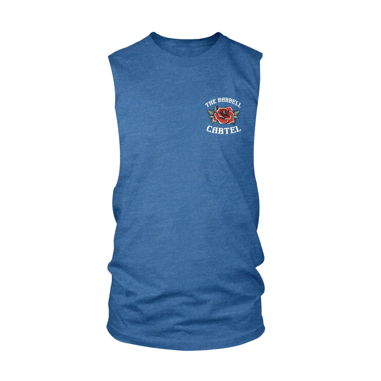 Split Skull Cut-Off Tank - Cool Heather Blue