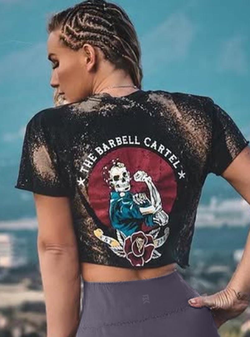 Distressed Propaganda Crop T-Shirt - Black – The Barbell Cartel