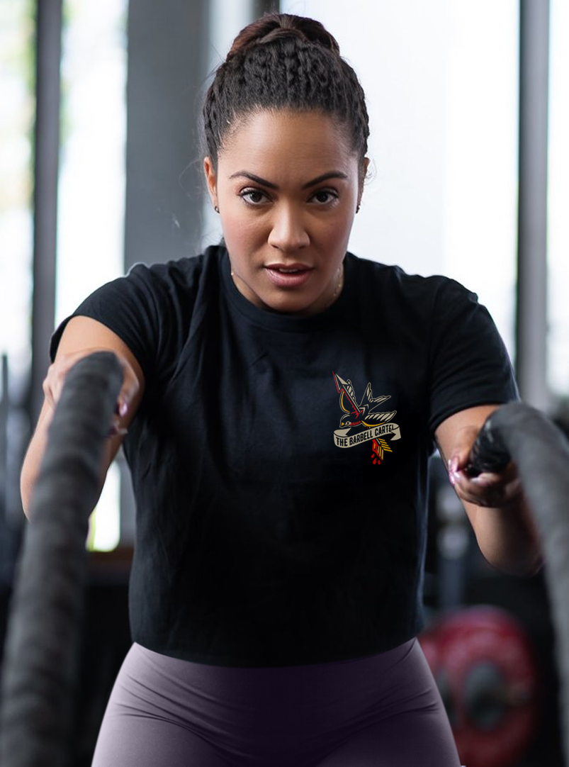 American Traditional Crop T-Shirt - Black