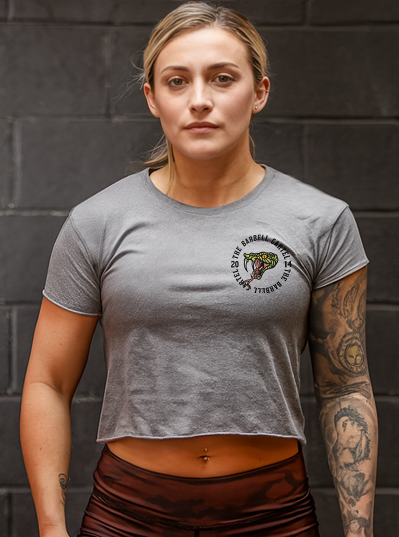 Snake Eyes Crop T-Shirt - Heather Grey
