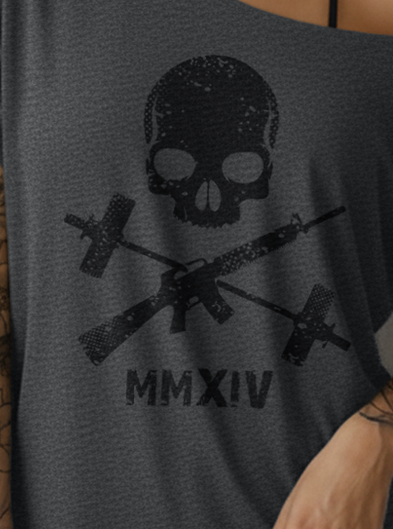 Hot Crossed Guns Street Cut T-Shirt - Charcoal (Limited Edition)