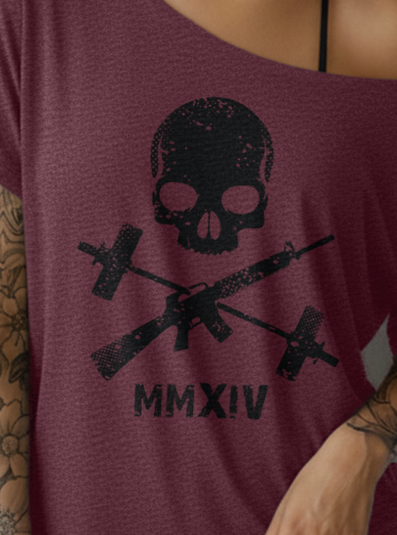 Hot Crossed Guns Street Cut T-Shirt - Heather Maroon (Limited Edition)
