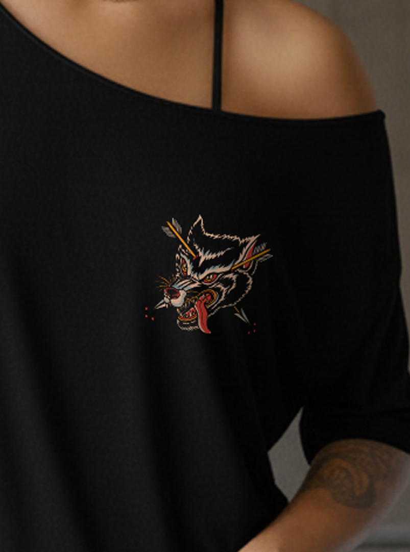 Wolves Street Cut T-Shirt - Black