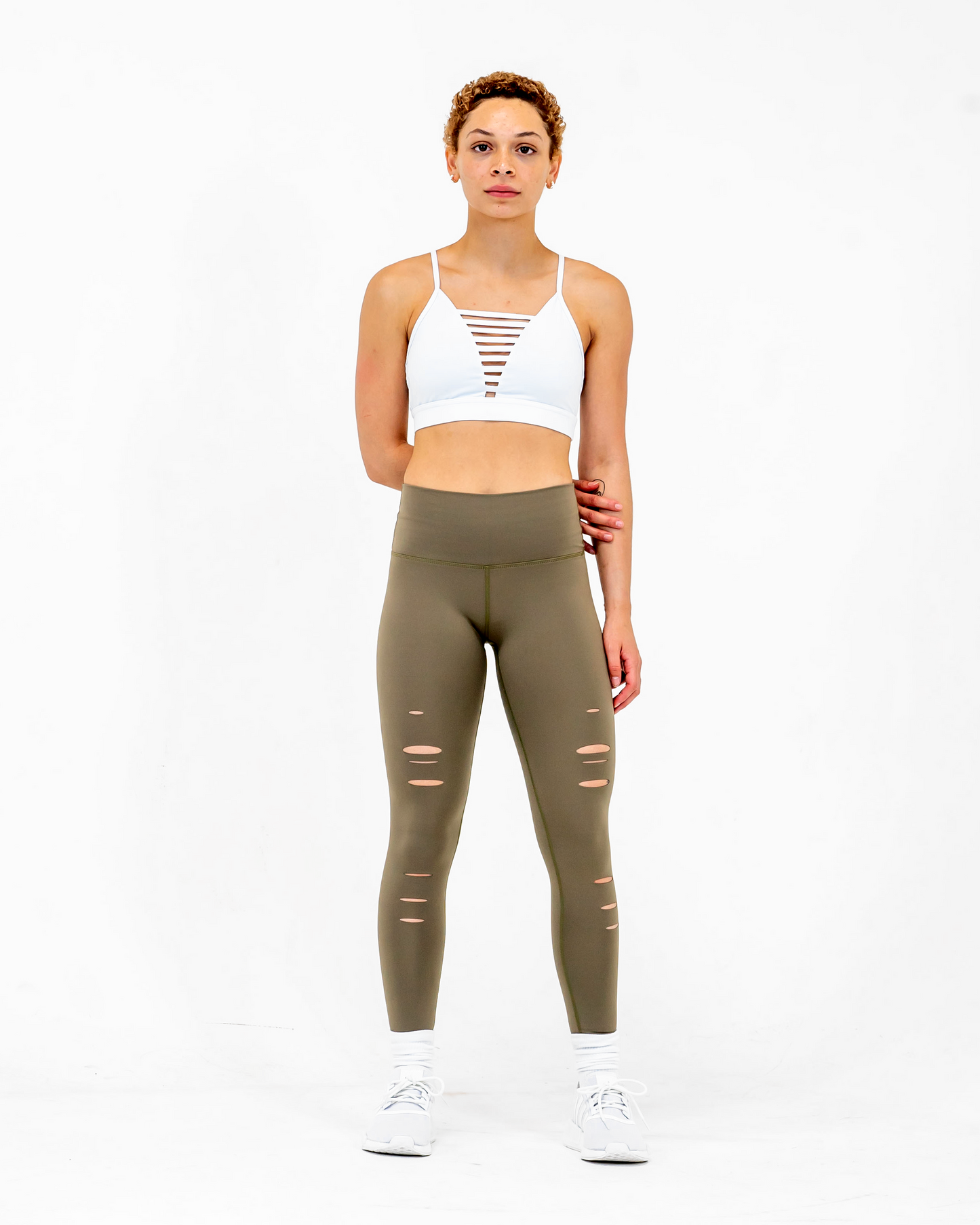 Mayhem Distressed Legging - Solid Moss