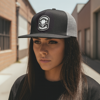 Skull & Arrow Patch Snap Back / Flat Brim - Black