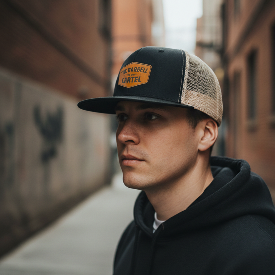 Classic Logo Leather Patch Snap Back / Flat Brim - Black
