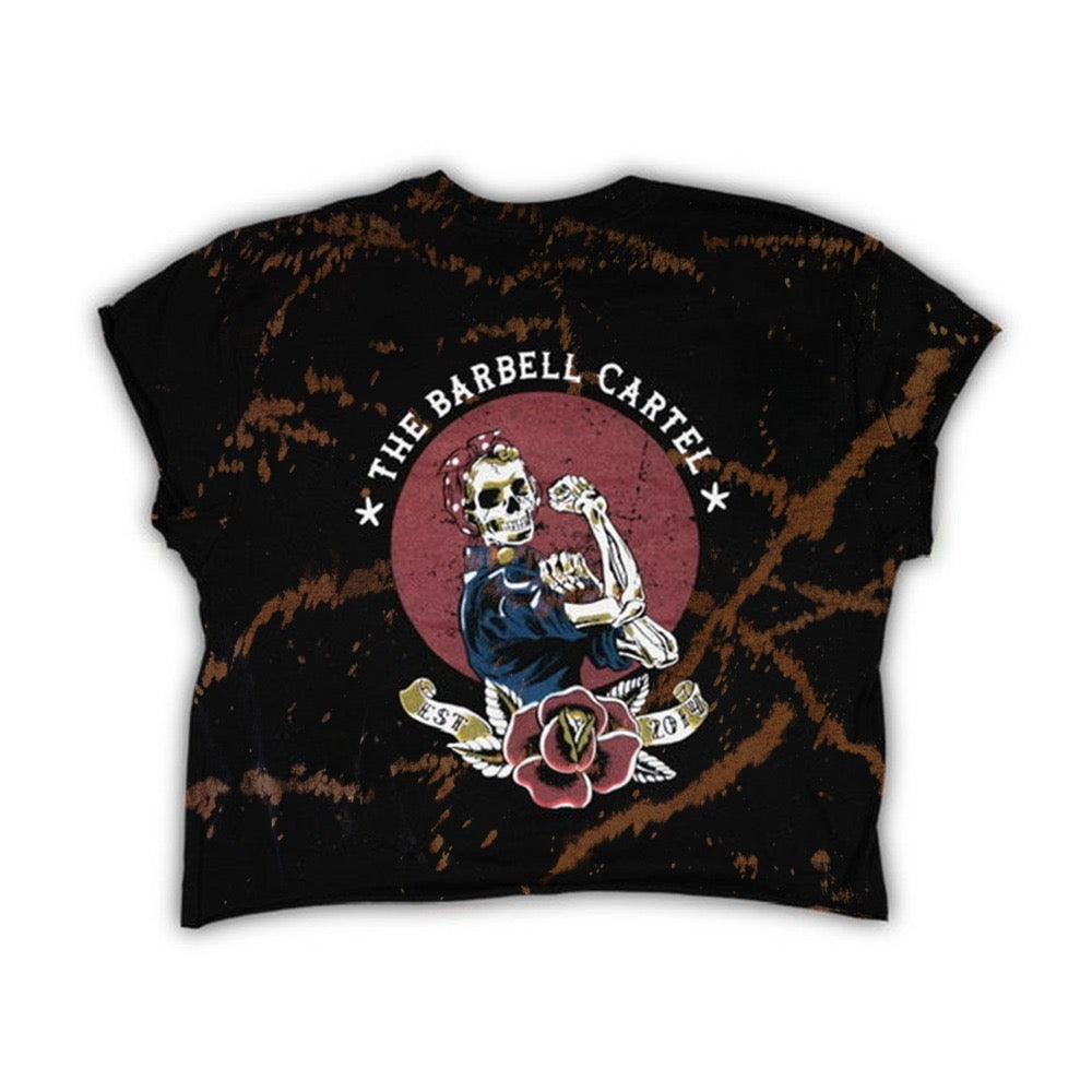 Distressed Propaganda Crop T-Shirt - Black