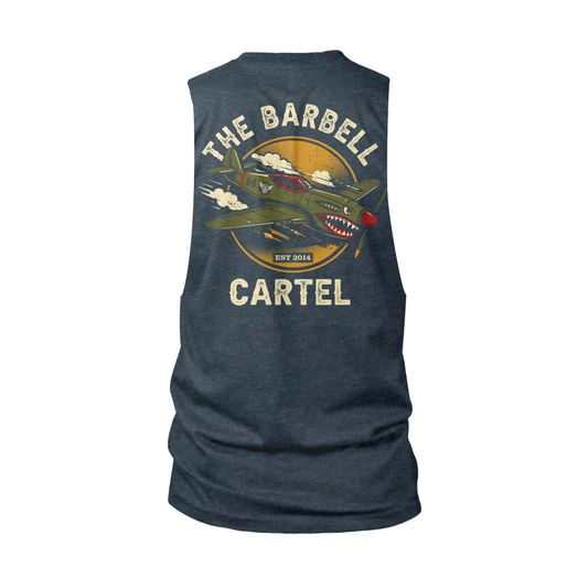 Aces 2.0 Cut-Off Tank - Heather Navy