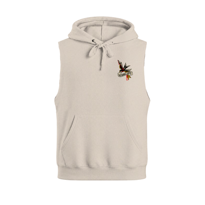 American Traditional Raw Cut Sleeveless Hoodie - Sand