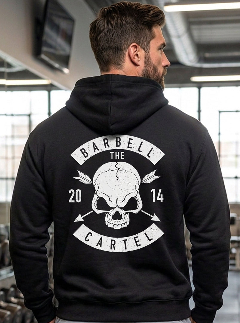 Skull & Arrow Hoodie - Black - back view on model