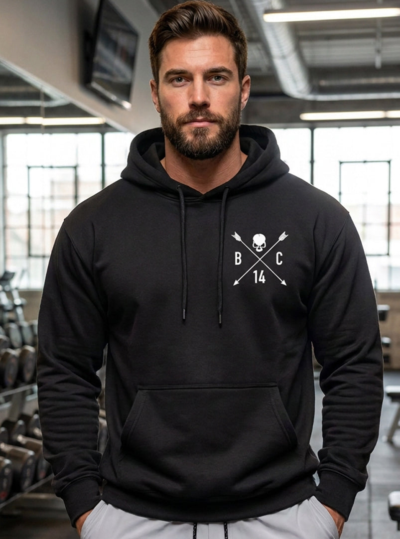 Skull & Arrow Hoodie - Black - front view on model