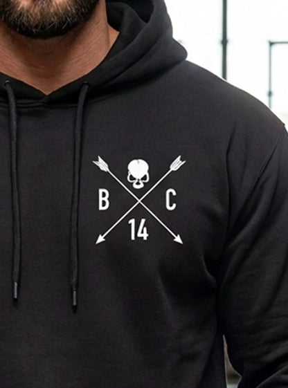 Skull & Arrow Hoodie - Black - front view on model