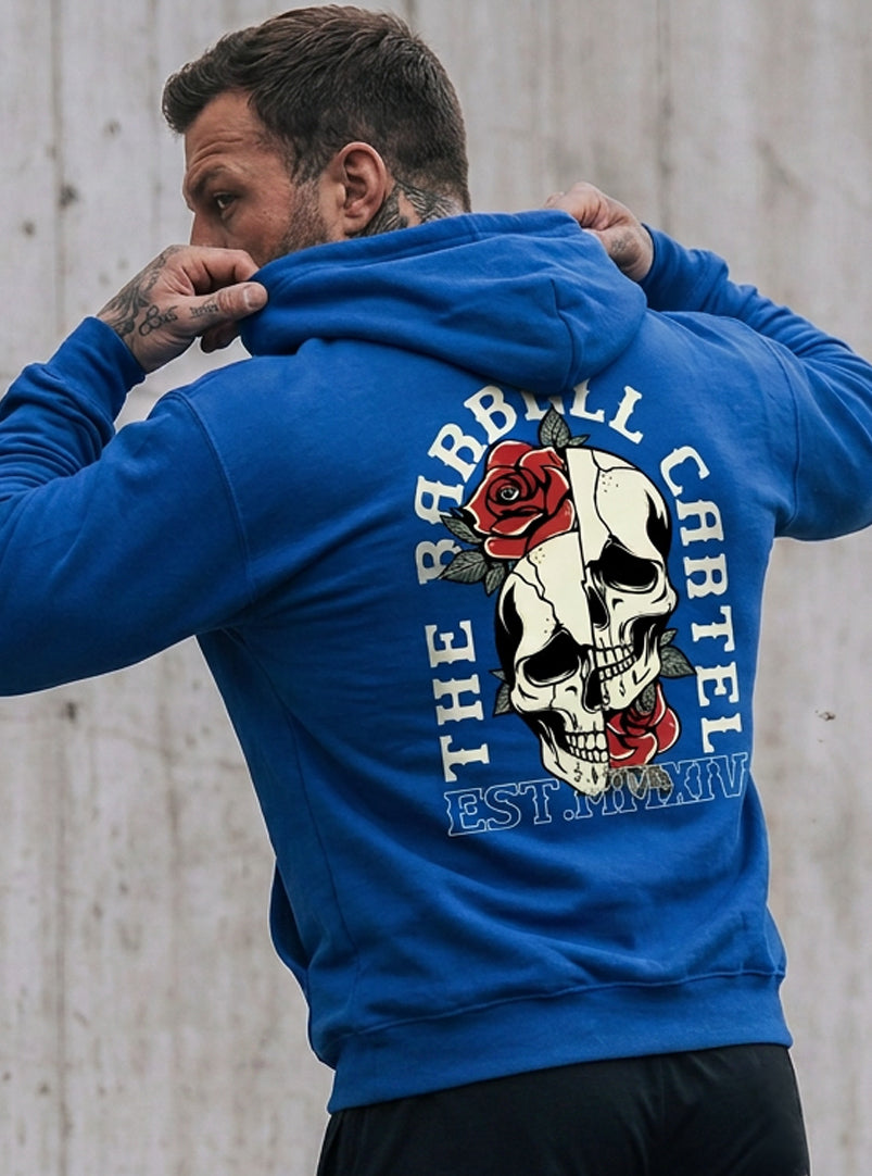 Split Skull Hoodie - Electric Blue (Limited Edition) - back view on model