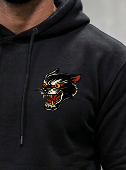 Wild Cat Hoodie - Black - front view on model
