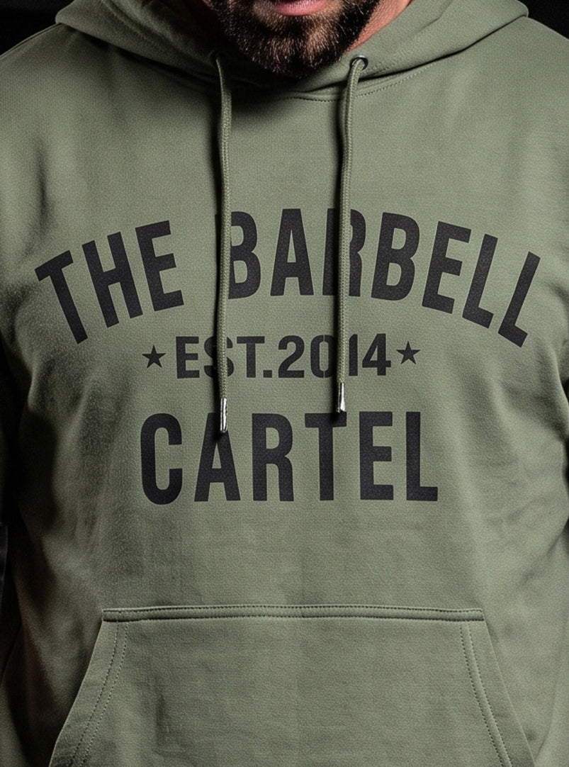 Classic Logo Pump Cut Hoodie - Fern Green - front view on model