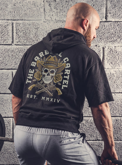 Outlaw Pump Cut Hoodie - Black - back view on model