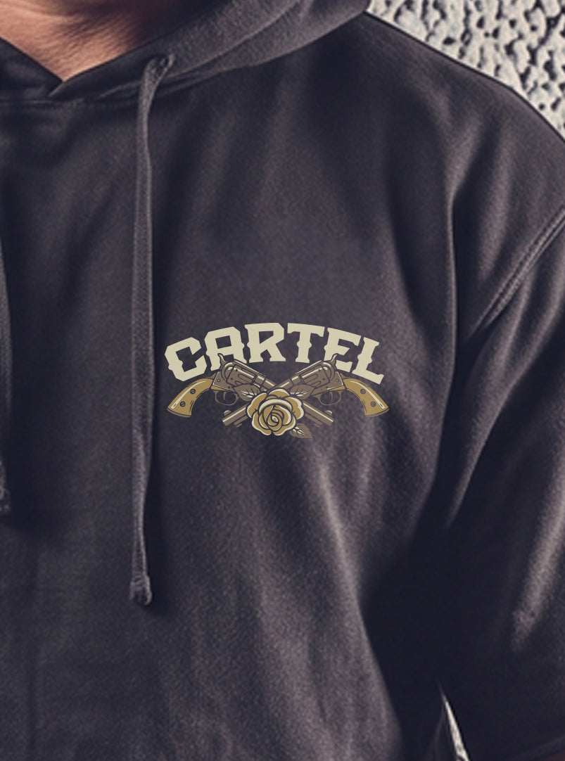 Outlaw Pump Cut Hoodie - Black - front view on model