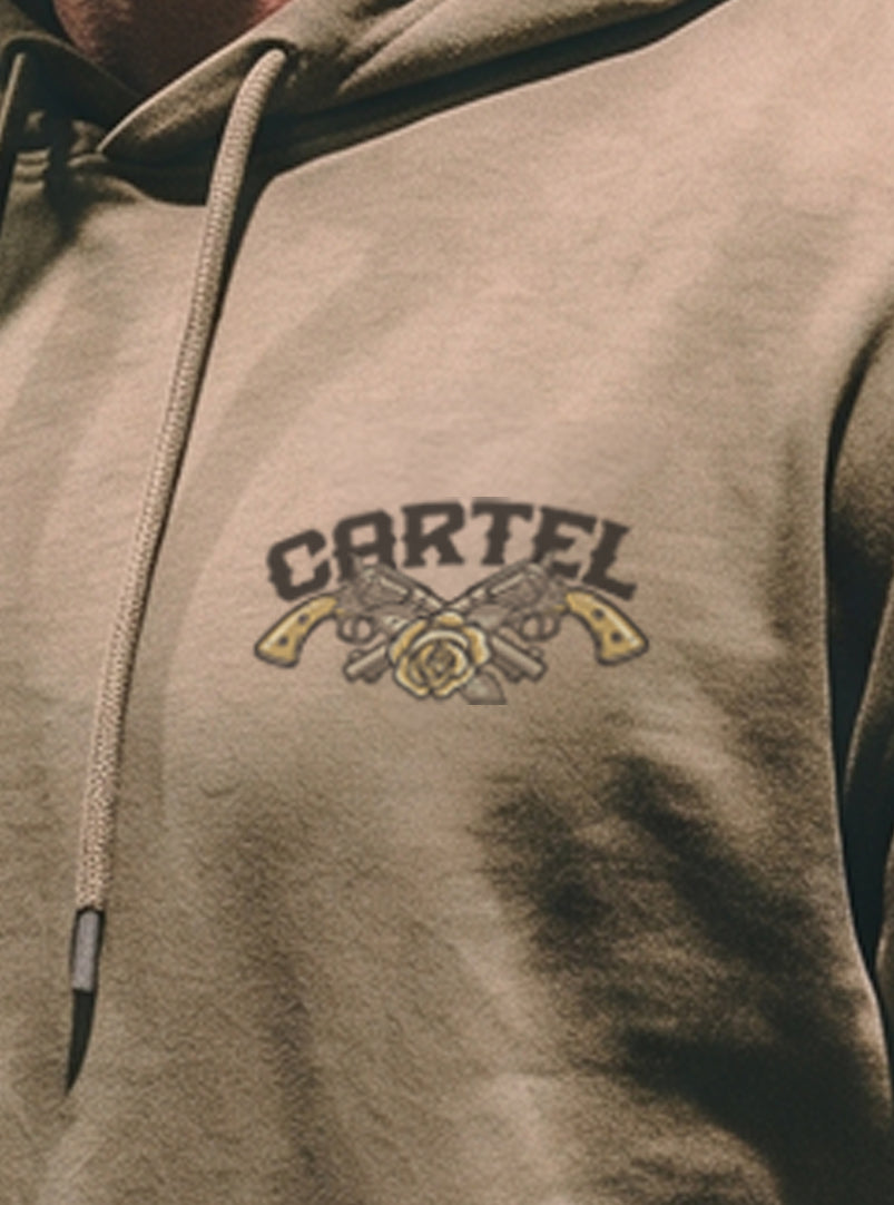Outlaw Pump Cut Hoodie - Safari - front view on model