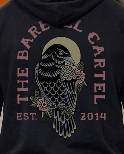 Raven Pump Cut Hoodie - Black - back view on model