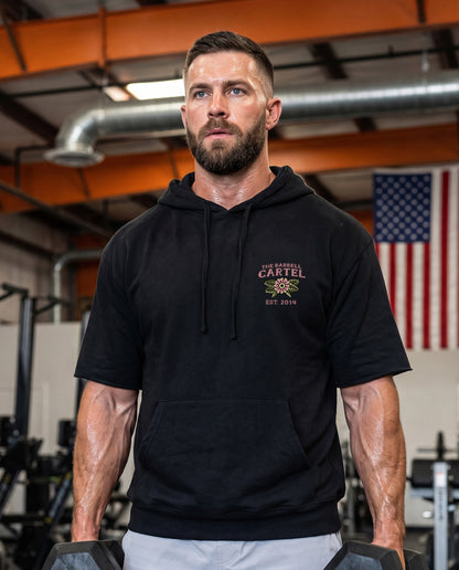 Raven Pump Cut Hoodie - Black - front view on model