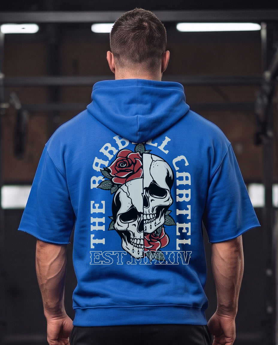 Split Skull Pump Cut Hoodie - Electric Blue (Limited Edition) - back view on model