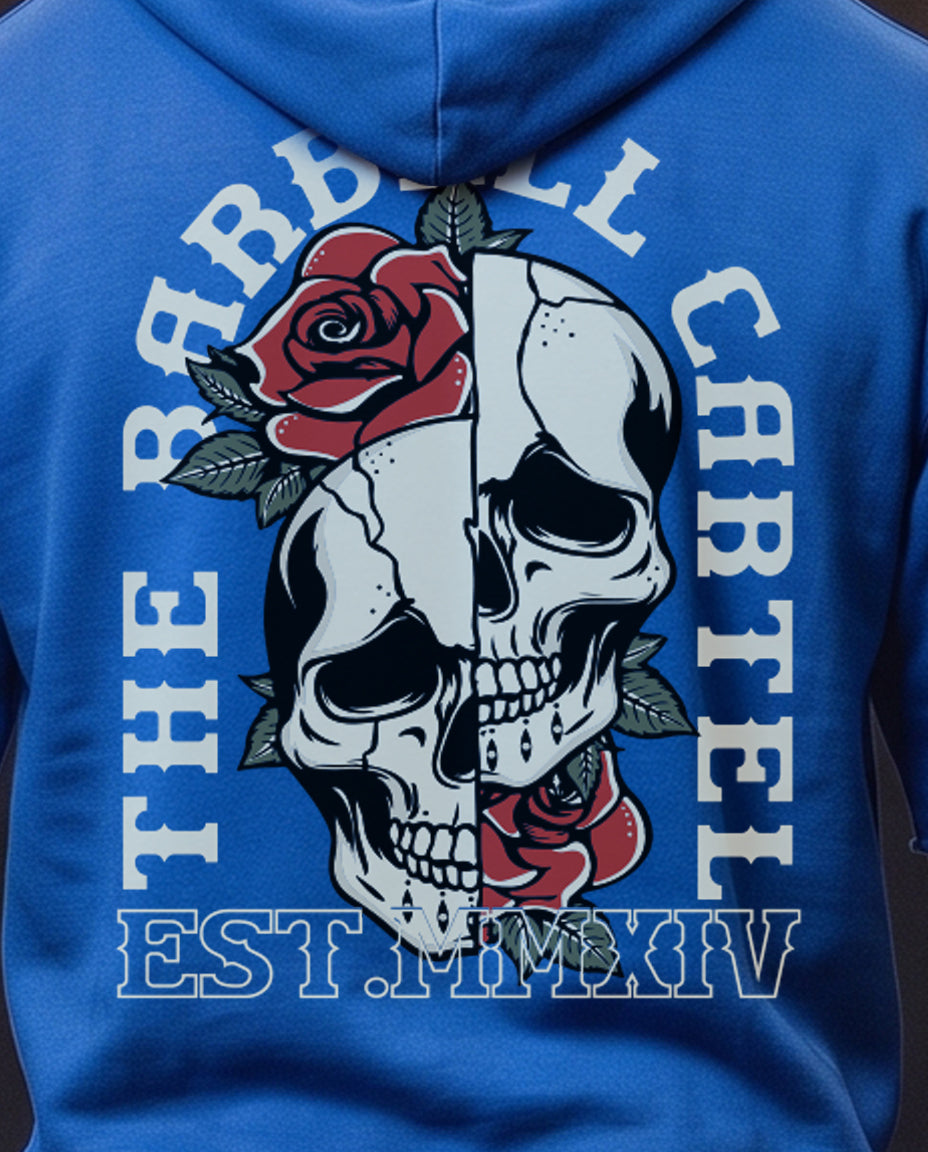Split Skull Pump Cut Hoodie - Electric Blue (Limited Edition) - back view on model