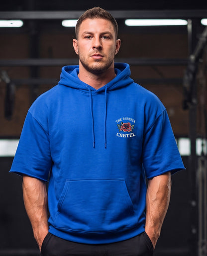 Split Skull Pump Cut Hoodie - Electric Blue (Limited Edition) - front view on model