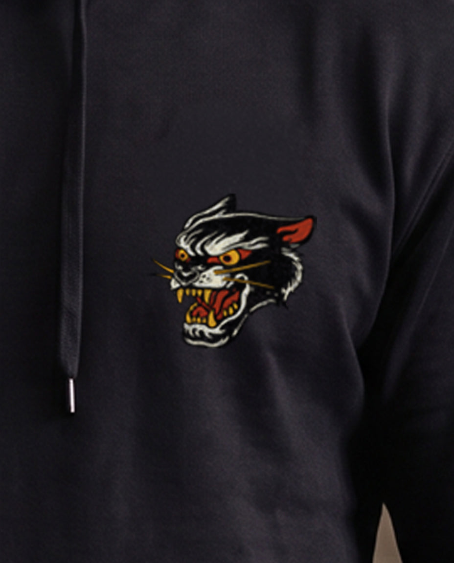 Wild Cat Pump Cut Hoodie - Black - front view on model
