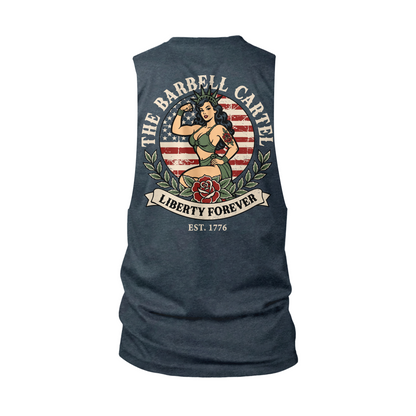 Lady Liberty Cut-Off Tank - Heather Navy (Limited edition)