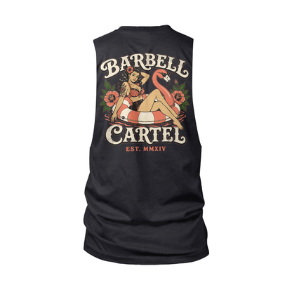 Poolside Paradise Cut-Off Tank - Black