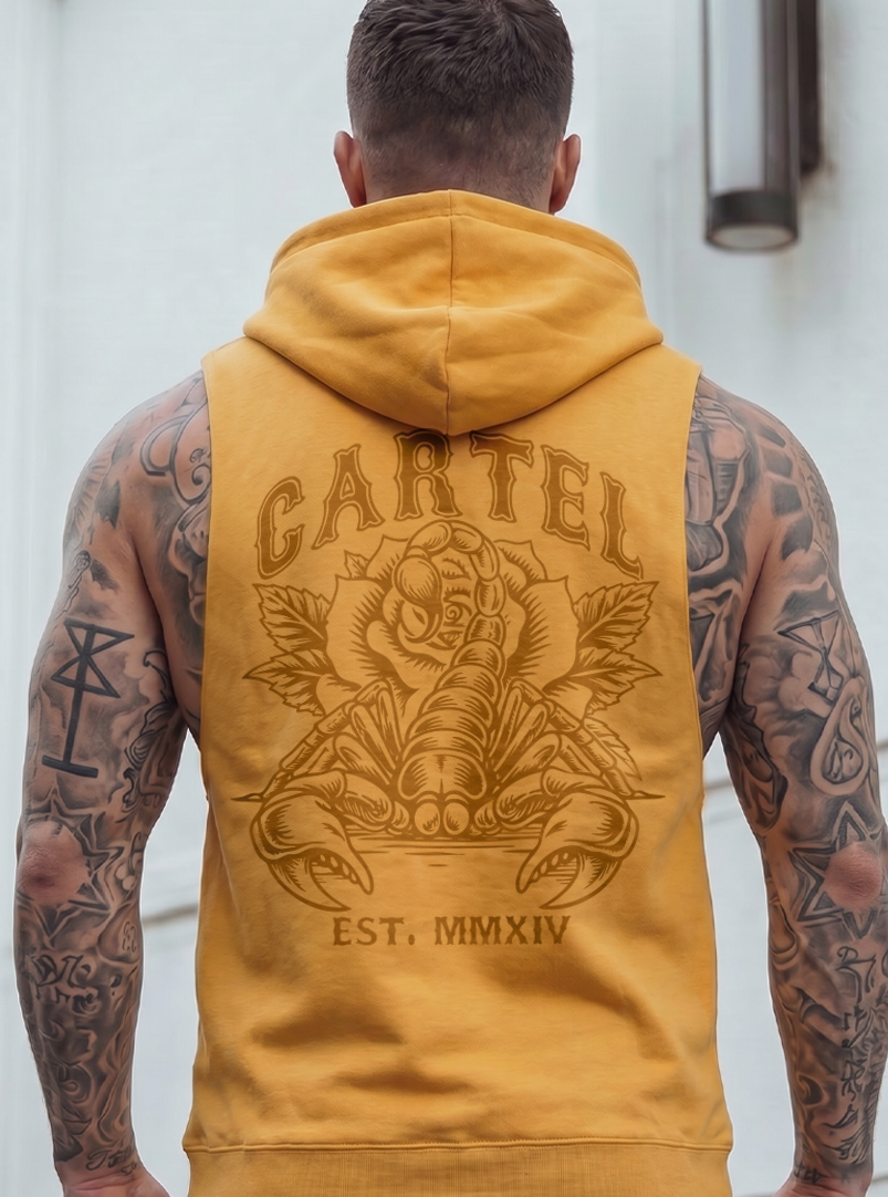 Death Grip Raw Cut Sleeveless Hoodie - Sundown