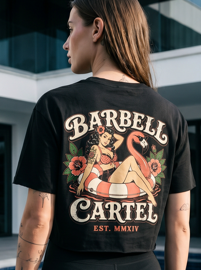 Poolside Paradise Hand Cut Crop - Black
