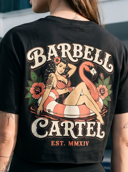 Poolside Paradise Hand Cut Crop - Black