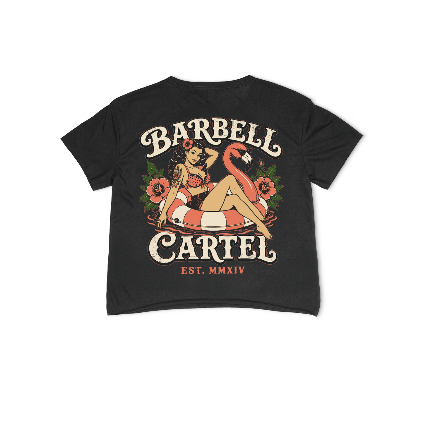 Poolside Paradise Hand Cut Crop - Black