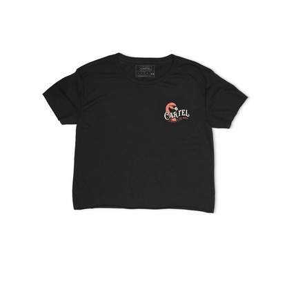 Poolside Paradise Hand Cut Crop - Black