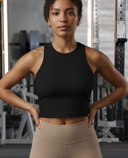 Foundation Cropped Tank - Black