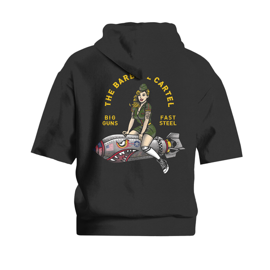 Bomber Girl Pump Cut  Hoodie - Black