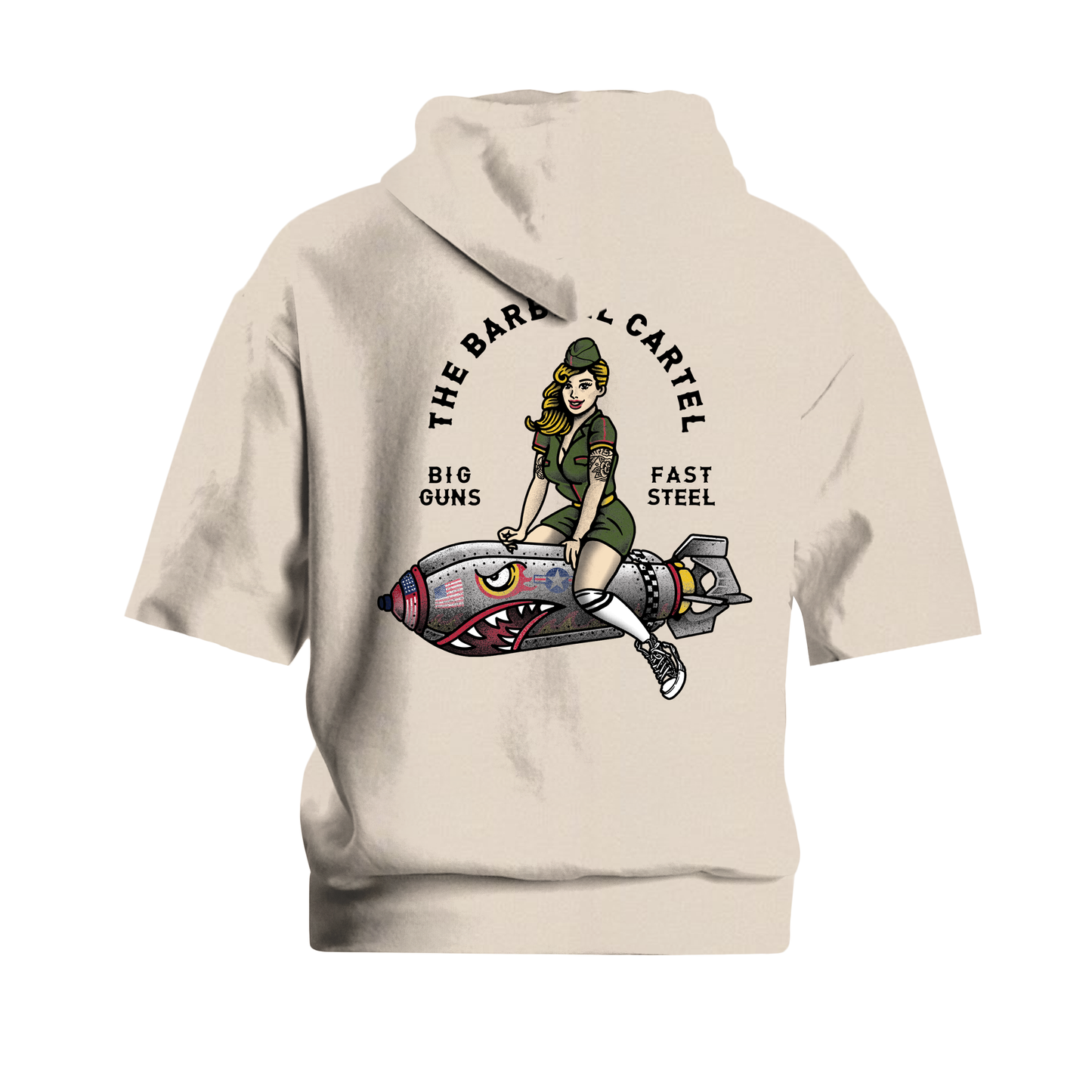 Bomber Girl Pump Cut  Hoodie - Sand