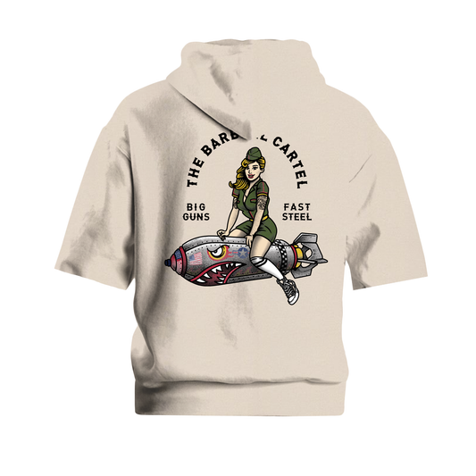 Bomber Girl Pump Cut  Hoodie - Sand