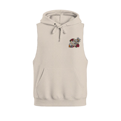 Bomber Girl Raw Cut Sleeveless Hoodie - Sand