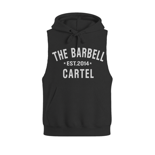 Classic Logo Raw Cut Sleeveless Hoodie - Black