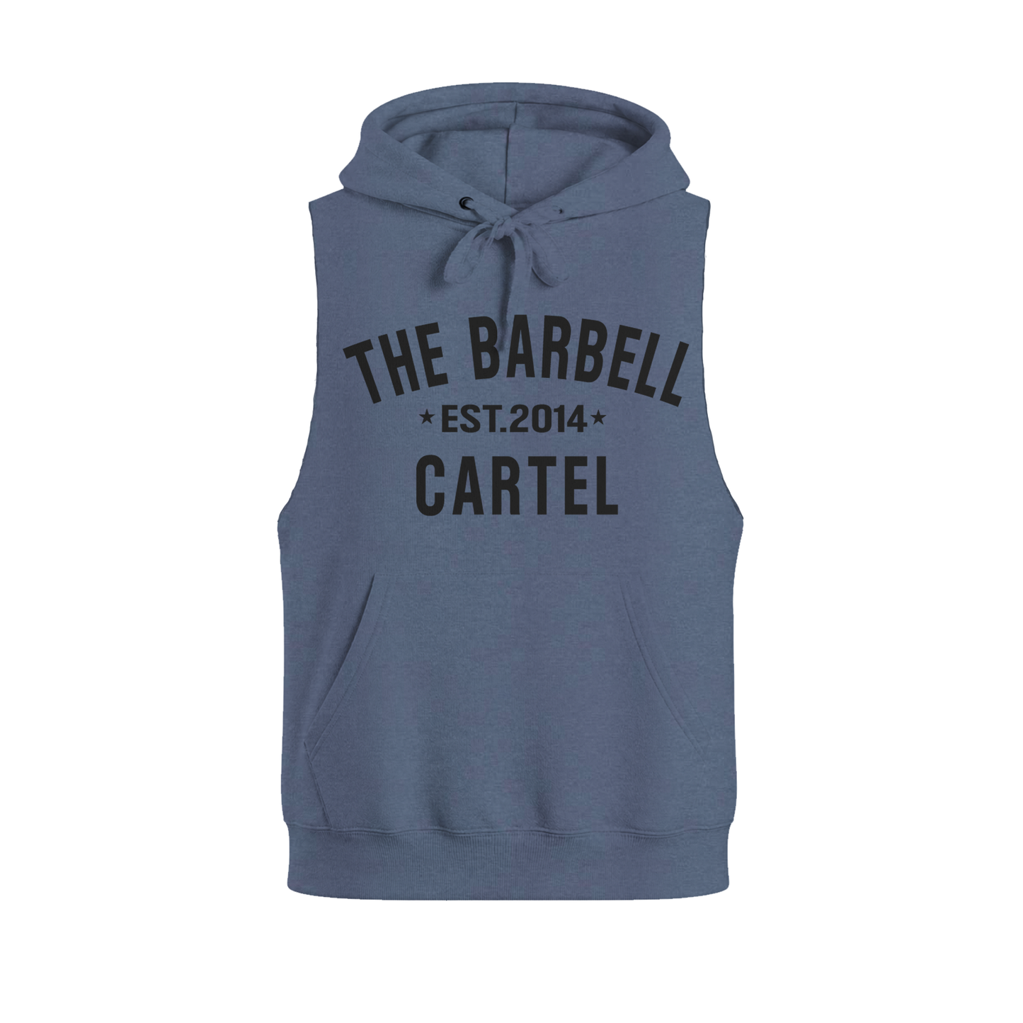 Classic Logo Raw Cut Sleeveless Hoodie - Denim