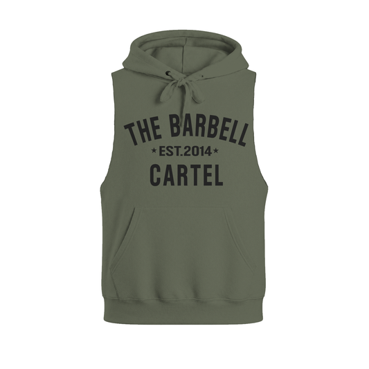 Classic Logo Raw Cut Sleeveless Hoodie - Fern Green