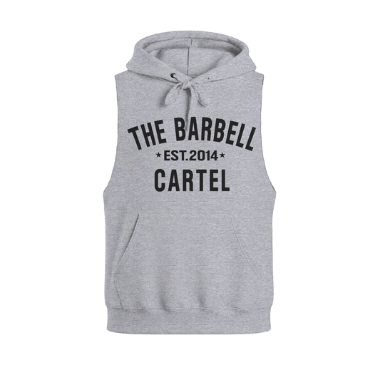 Classic Logo Raw Cut Sleeveless Hoodie - Heather Grey